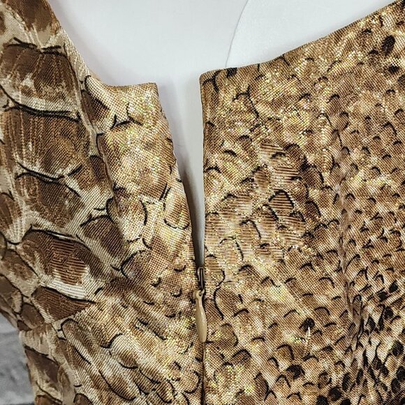 Tracy Reese Vintage Silk and Gold Metallic Snakeskin Dress, Women's 8 - Picture 4 of 7